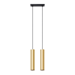 Lampa wisząca dwie długie wąskie tuby na listwie Sollux Lighting SL.1241 Ocean Green LAGOS 2 złoty połysk 2xGU10
