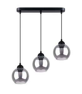 Lampa wisząca stalowa z trzema szklanymi kloszami okrągłymi na listwie Sollux Lighting SL.1142 ALINO 3 czarna 3xE27