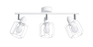 Plafon w stylu loftowym trzy stalowe ażurowe druciane klosze na listwie Sollux Lighting SL.1113 BELUCI 3 biały 3xE14
