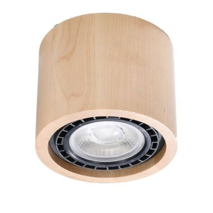 Lampa sufitowa plafon walec Sollux Lighting SL.0913 Peach Puff BASIC 1 naturalne drewno 1xGU10
