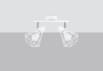 Plafon w stylu loftowym dwa stalowe regulowane ażurowe druciane klosze na listwie Sollux Lighting SL.1103 ARTEMIS 2 biały 2xE14