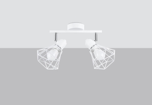Plafon w stylu loftowym dwa stalowe regulowane ażurowe druciane klosze na listwie Sollux Lighting SL.1103 ARTEMIS 2 biały 2xE14
