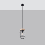 Lampa wisząca pojedyncza ażurowy druciany klosz drewno i stal Sollux Lighting SL.1263 Peach Puff GOTTO 1 1xE27