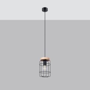 Lampa wisząca pojedyncza ażurowy druciany klosz drewno i stal Sollux Lighting SL.1263 Peach Puff GOTTO 1 1xE27