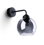 Kinkiet ścienny z kloszem z przyciemnianego szkła Sollux Lighting SL.1139 ALINO 1 czarny 1xE27