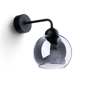 Kinkiet ścienny z kloszem z przyciemnianego szkła Sollux Lighting SL.1139 ALINO 1 czarny 1xE27