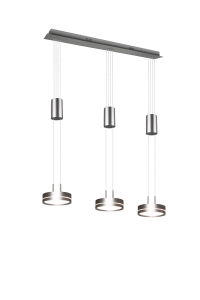 Lampa wisząca trzy punkty światła na listwie matowy nikiel Trio Lighting 326510307 Franklin LED 9W 3000K