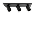 Czarna prostokątna oprawa sufitowa z potrójnym reflektorem GU10 Loonari (Oxyled) Crosti Lacce SQ TRE 455408