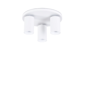 Biała okrągła oprawa sufitowa z potrójnym reflektorem GU10 Loonari (Oxyled) Crosti Lacce RO TRE 894767