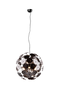 Lampa wisząca z kloszem w kształcie mniszka lekarskiego chrom/ matowy czarny Trio Lighting 309900657 Discalgo 6xE14