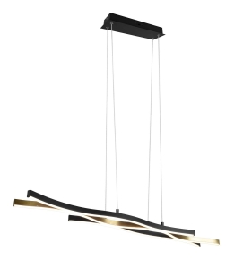 Lampa wisząca designerska fale mosiądz/ matowy czarny Trio Lighting 341210308 Blaze LED 35W 2300K+3000K+4000K