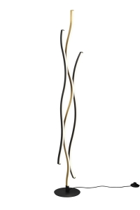 Lampa podłogowa designerska fale matowy mosiądz Trio Lighting 441210308 Blaze LED 28W 2300K+3000K+4000K