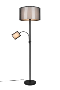 Lampa podłogowa z ramieniem do czytania matowa czerń Trio Lighting 411400232 Burton 1xE27+1xE14 174cm