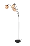 Lampa podłogowa designerska trzy szklane klosze o różnych kształtach w kolorze bursztynowym Trio Lighting 417000313 Lumina 3xE14 200cm