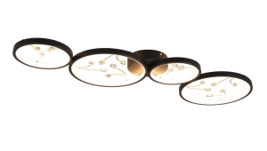 Lampa sufitowa cztery okręgi ze szklanymi elementami dekoracyjnymi matowy czarny Trio Lighting 642110432 Groovy LED 37W 3000K