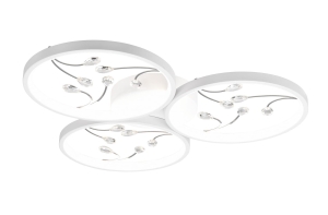 Lampa sufitowa trzy okręgi ze szklanymi dekoracjami biały mat Trio Lighting 642110331 Groovy 30W 4000K