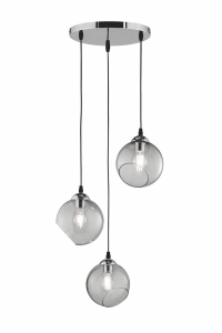 Lampa wisząca z trzema przydymionymi szklanymi kloszami RL R30073054 Clooney 3xE27