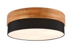 Lampa sufitowa okrągła z naturalnego drewna klosz z tkaniny Trio Lighting 611500302 Seasons 3xE27 50cm