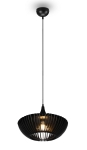 Lampa wisząca z gustownym kloszem z drewnianych listewek czarny mat Trio Lighting 315900132 Colino 1xE27