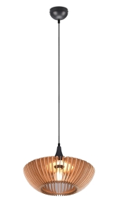 Lampa wisząca z gustownym kloszem z drewnianych naturalnych listewek Trio Lighting 315900142 Colino 1xE27