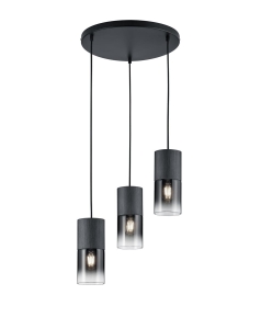 Lampa wisząca trzy szklane przydymione klosze tuby Trio Lighting 310630332 Robin 3xE27