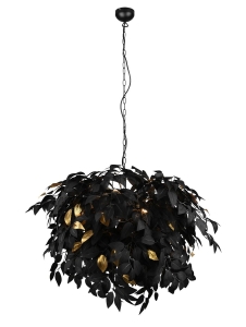 Nowoczesna lampa wisząca czarno złote plastikowe liście RL R10464032 Leavy 4xE14