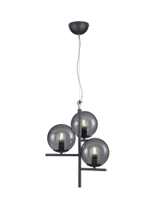 Lampa wisząca nowoczesna z trzema kloszami kulami z przydymionego szkła Trio Lighting 302000342 Pure 3xE14 150cm