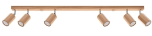 Lampa sufitowa podłużna listwa z drewna dębowego z reflektorami Sollux Lighting SL.1032 Zeke 6xGU10 120cm