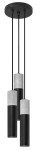 Czarna lampa wisząca z trzema walcami z dodatkiem betonu Sollux Lighting SL.1081 Borgio 3xGU10