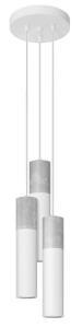 Biała lampa wisząca z trzema walcami z dodatkiem betonu Sollux Lighting SL.1080 Borgio 3xGU10