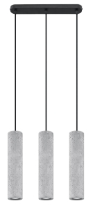 Czarna lampa wisząca z trzema betonowymi walcami na listwie 45cm Sollux Lighting SL.0655 Luvo 3xGU10