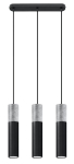 Czarna lampa wisząca z trzema walcami z dodatkiem betonu Sollux Lighting SL.0652 Borgio 3xGU10