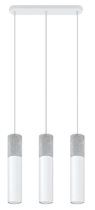 Biała lampa wisząca z trzema walcami z dodatkiem betonu Sollux Lighting SL.0649 Borgio 3xGU10