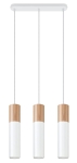 Biała lampa wisząca z trzema walcami z dodatkiem naturalnego drewna Sollux Lighting SL.0630 Pablo 3xGU10