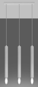 Biała lampa wisząca z trzema walcami zakończonymi szkłem Sollux Lighting SL.0959 Wezyr 3xG9