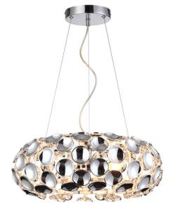 Lampa wisząca okrągły spłaszczony klosz z lustrzanych płatków Light Prestige LP-17060/3P Ferrara 3xE14 40cm x 120cm