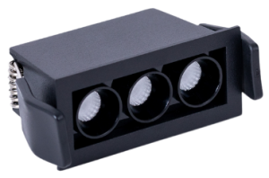 Czarna prostokątna oprawa podtynkowa Loonari (Oxyled) Archi S 701348 3W 180lm CRI90 3000K 36stopni