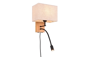 Kinkiet lampa ścienna z prostopadłościennym kloszem z tkaniny i elastycznym ramieniem do czytania Trio Lighting 212870236 Nilam 1xE27 30cm