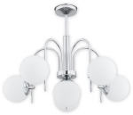 Chromowana lampa sufitowa z białymi kloszami kulami Lemir O2856 W6 CH Ape 6xE14 65cm