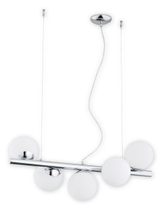 Lampa wisząca chromowana listwa z szklanymi kulami Lemir O2915 W5 CH Osso 5xE14