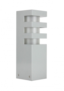 Srebrna zewnętrzna lampa stojąca słupek oświetleniowy SU-MA RADO 3 AL Rado E27 IP54 25cm