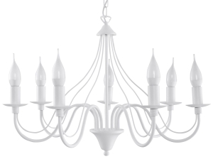 Biały rozległy klasyczny żyrandol świecowy na łańcuchu Sollux Lighting SL.0215 Minerwa 7xE14 60cm