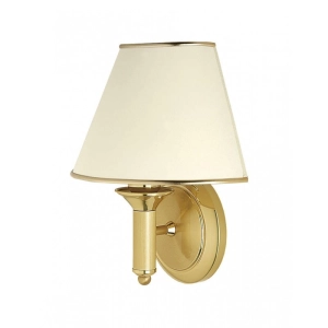 Klasyczny mosiężny satynowany kinkiet lampa ścienna z abażurem ecru Jupiter 287 Classic E27