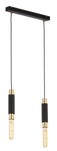 Czarna lampa wisząca z mosiężnymi dodatkami na listwie Jupiter 1841 Lile Ms 2xE14 40cm