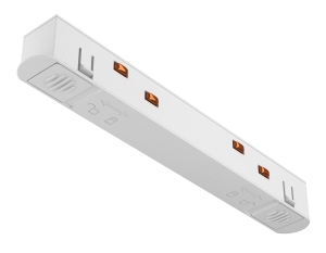 Biały łącznik zasilający prosty do wąskich szynoprzewodów magnetycznych natynkowych płytkich Oxyled Miniline 706886 Typ A 12cm