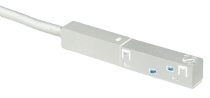 Biała końcówka do doprowadzenia zasilania do wąskich szynoprzewodów magnetycznych Oxyled Miniline 706862 7,5cm + kabel