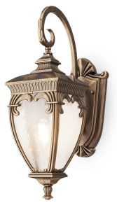 Zewnętrzna klasyczna lampa ścienna latarnia w kolorze czarno złotym Maytoni O414WL-01GB Fleur E27 IP44