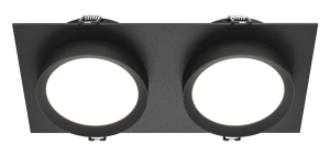 Czarna prostokątna lampa podtynkowa z dwoma reflektorami Maytoni DL086-02-GX53-SQ-B Hoop 2xGX53 22cm