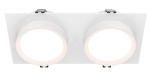 Biała prostokątna lampa podtynkowa z dwoma reflektorami Maytoni DL086-02-GX53-SQ-W Hoop 2xGX53 22cm