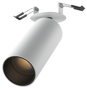 Biało czarna okrągła lampa podtynkowa z reflektorem Maytoni C053CL-L12W3K-W-W Focus LED 12W 3000K CRI90 50stopni